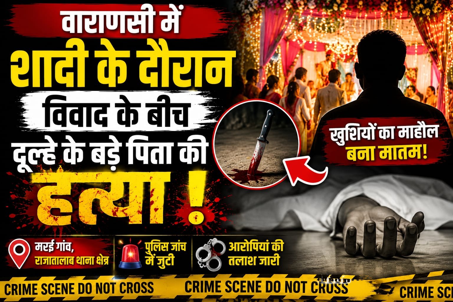 #Breaking News शादी की खुशियां मातम में बदलीं , दूल्हे के बड़े पिता की हत्या