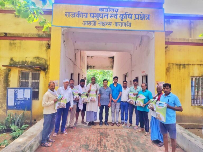 राजकीय पशु चिकित्सालय पर पशुपालकों को निःशुल्क वितरण हुआ हरा चारा,मक्का एवं ज्वार का बीज
