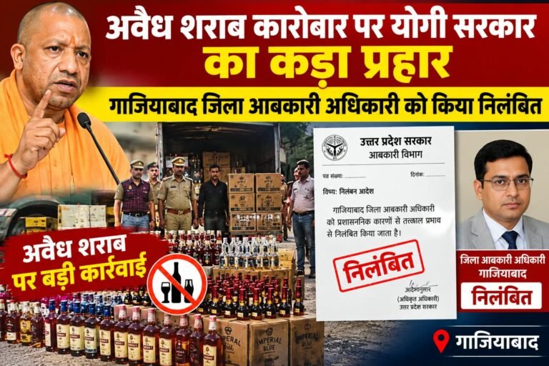 अवैध शराब के कारोबार पर योगी सरकार का कड़ा प्रहार, गाजियाबाद के जिला आबकारी अधिकारी निलंबित